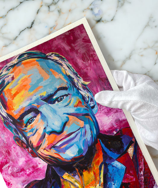 220 gsm 棉布上的“HUGH”高分辨率 Giclée 印花